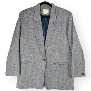 Vintage Pendleton Size 12 Gray Wool Jacket Collarless Blazer Career Professional